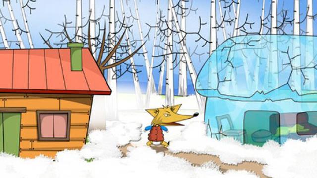 Nhà của Cáo bằng băng, nhà của Thỏ bằng gỗ. Mùa xuân đến, nhà Cáo tan thành nước, còn nhà Thỏ vẫn nguyên vẹn.